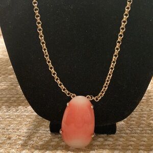 Long gold tone chain pendant necklace